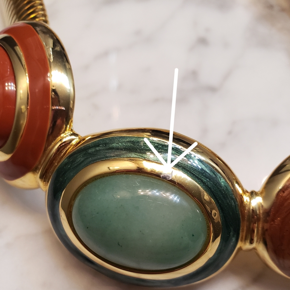 ALEXIS KIRK Vintage stone enamel gold necklace - Picture 10 of 10